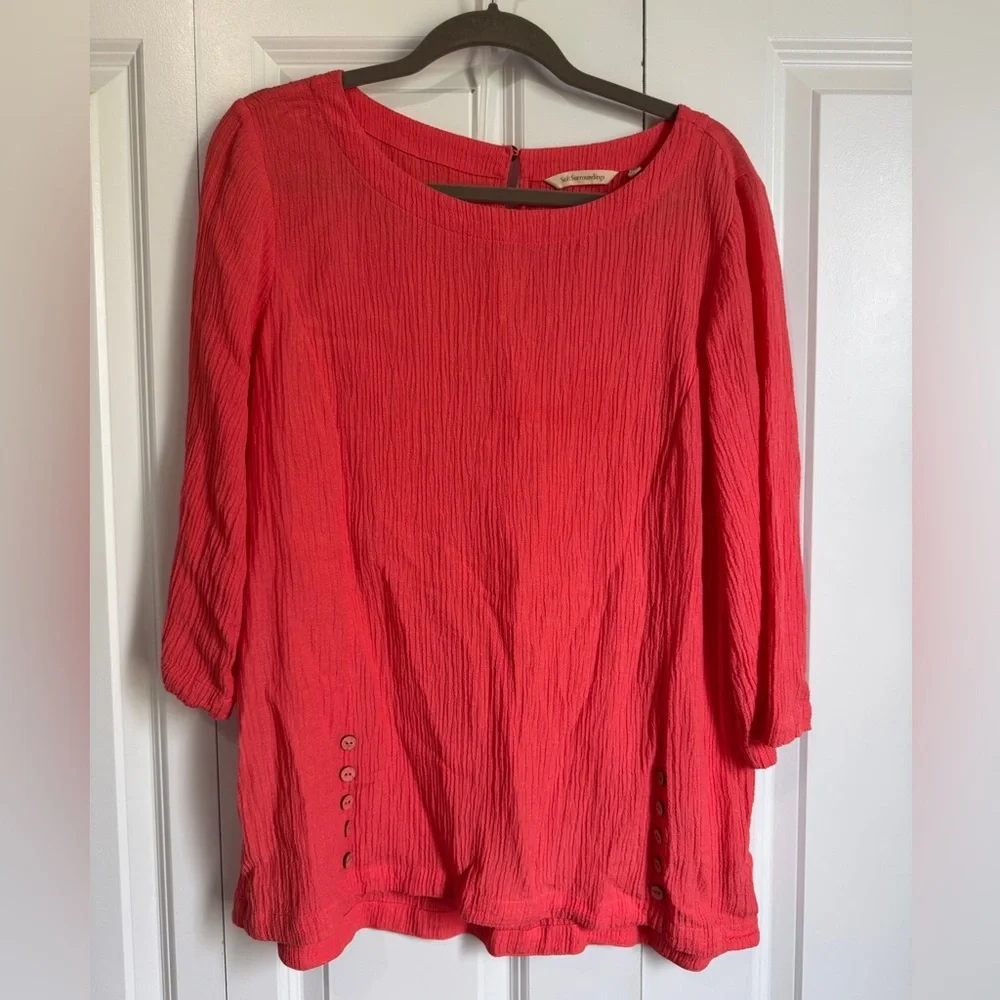 Soft Surroundings Oceo 2 Piece Matching Set Tunic Pants Size L Deep Sea Coral - Picture 2 of 10